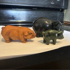 Set of Three Pig Figurines